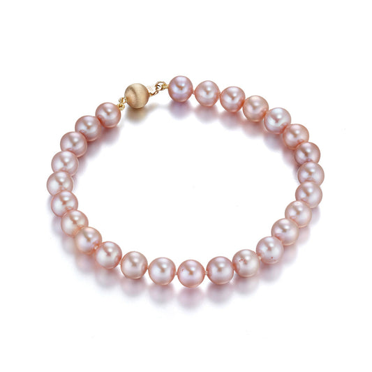 Pink Pearl Bracelet with 7mm Beads