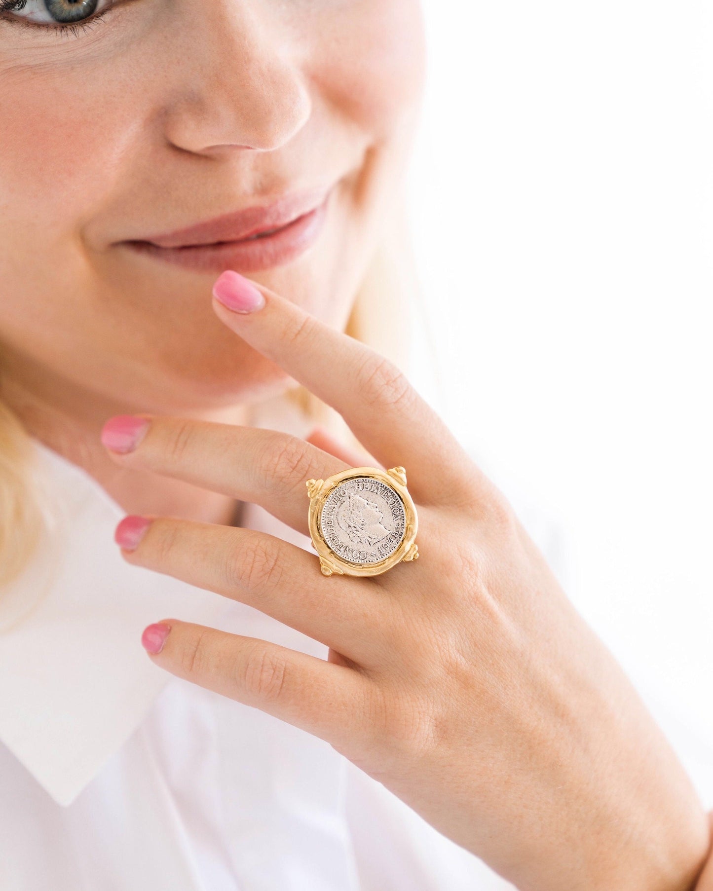 Mixed Metal Coin Design Ring