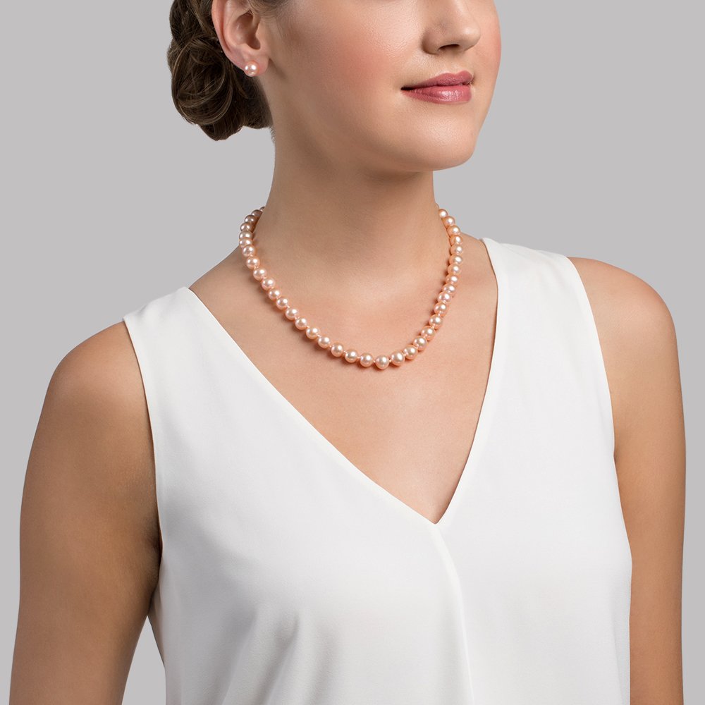 Peach Freshwater Pearl Necklace in AAA Quality 2