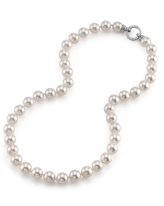 White Hanadama Akoya Pearl Necklace 9.5 to 10mm