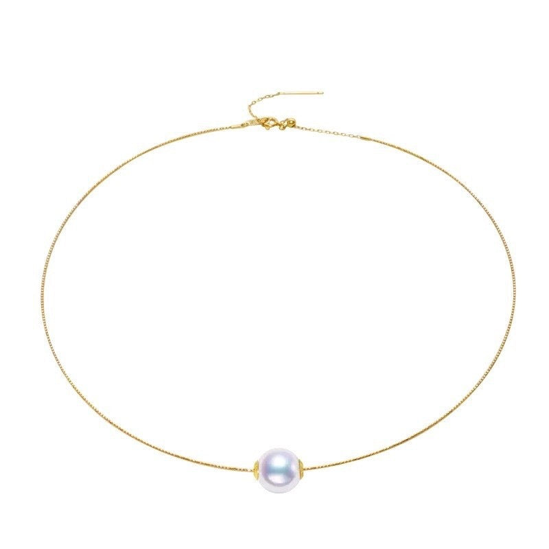 Round Pearl Collar Necklace in 18k Gold