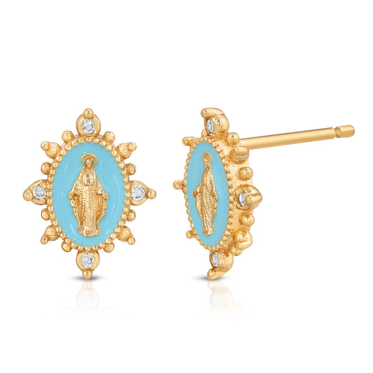 Aqua Stud Earrings in Elegant Design