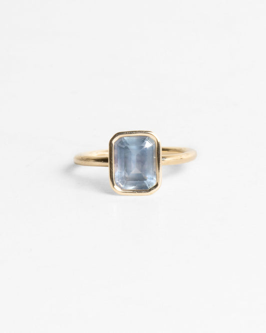 14K Floating Ring with Blue Grey Sapphire