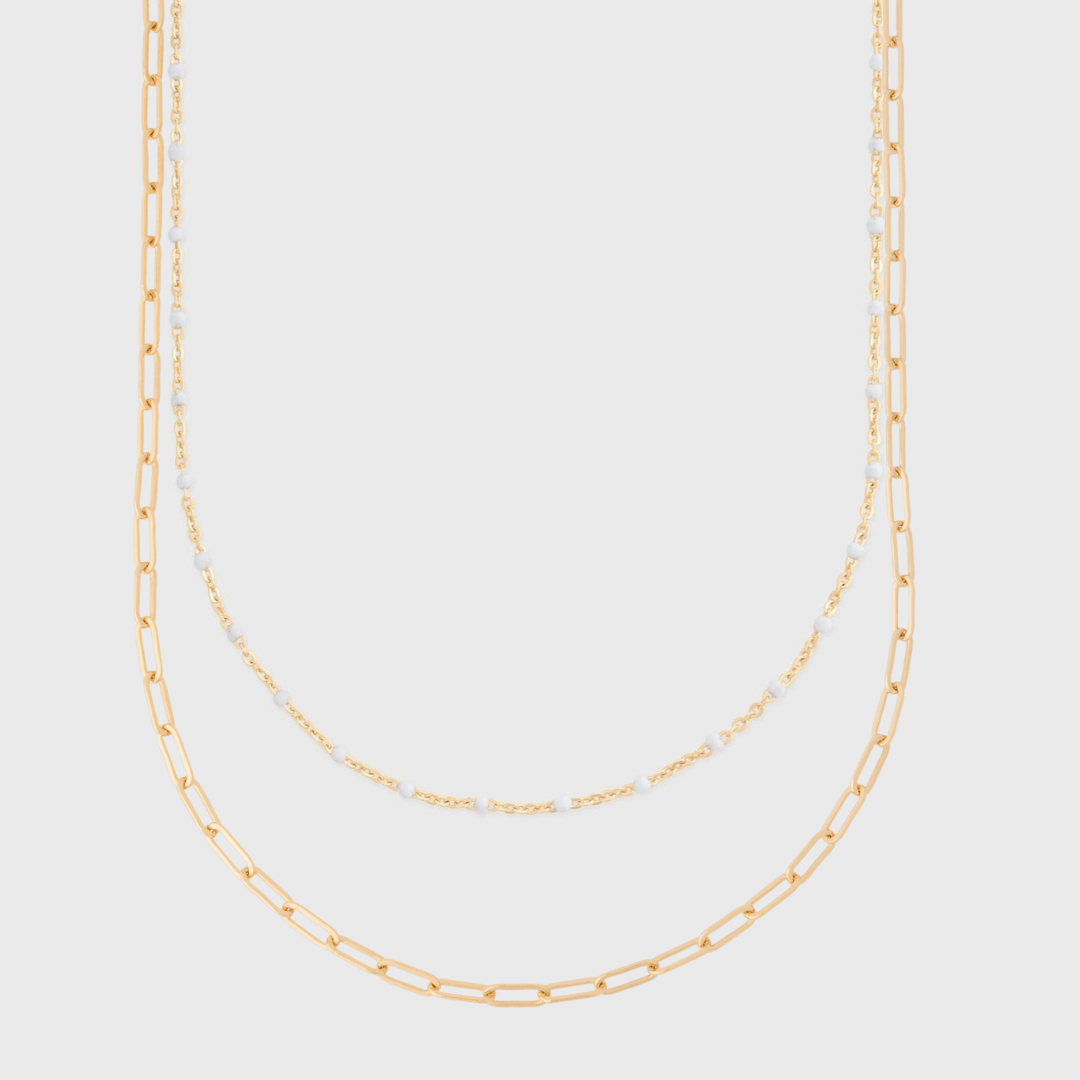 Daisy and Paperclip Necklace Layering Set