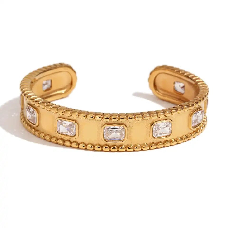 Zircon Open Cuff Bracelet for Everyday Wear