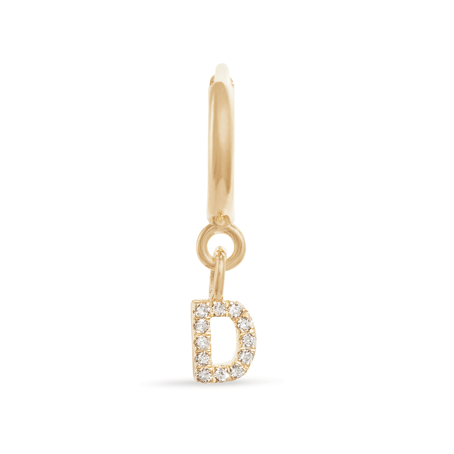 Pave Initial Huggie Earrings in Gold