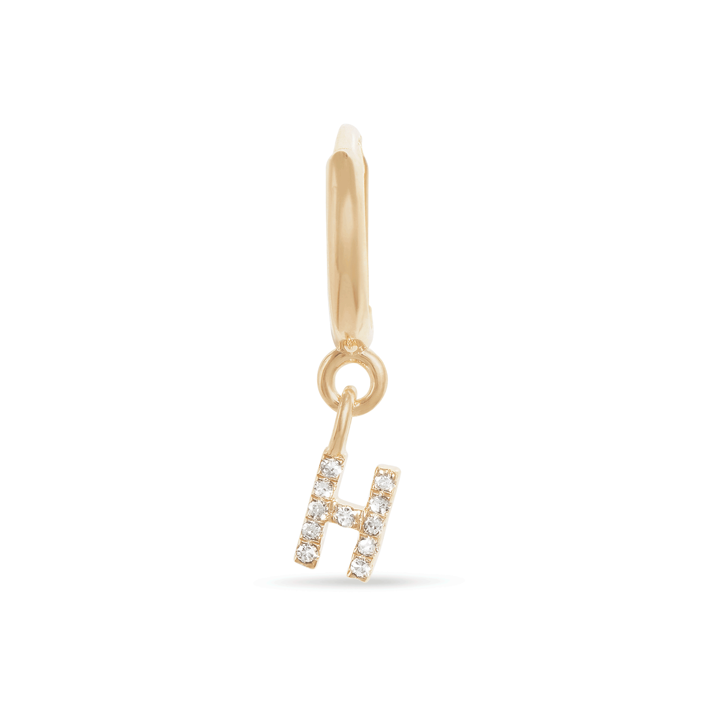 Pave Initial Huggie Earrings in Gold