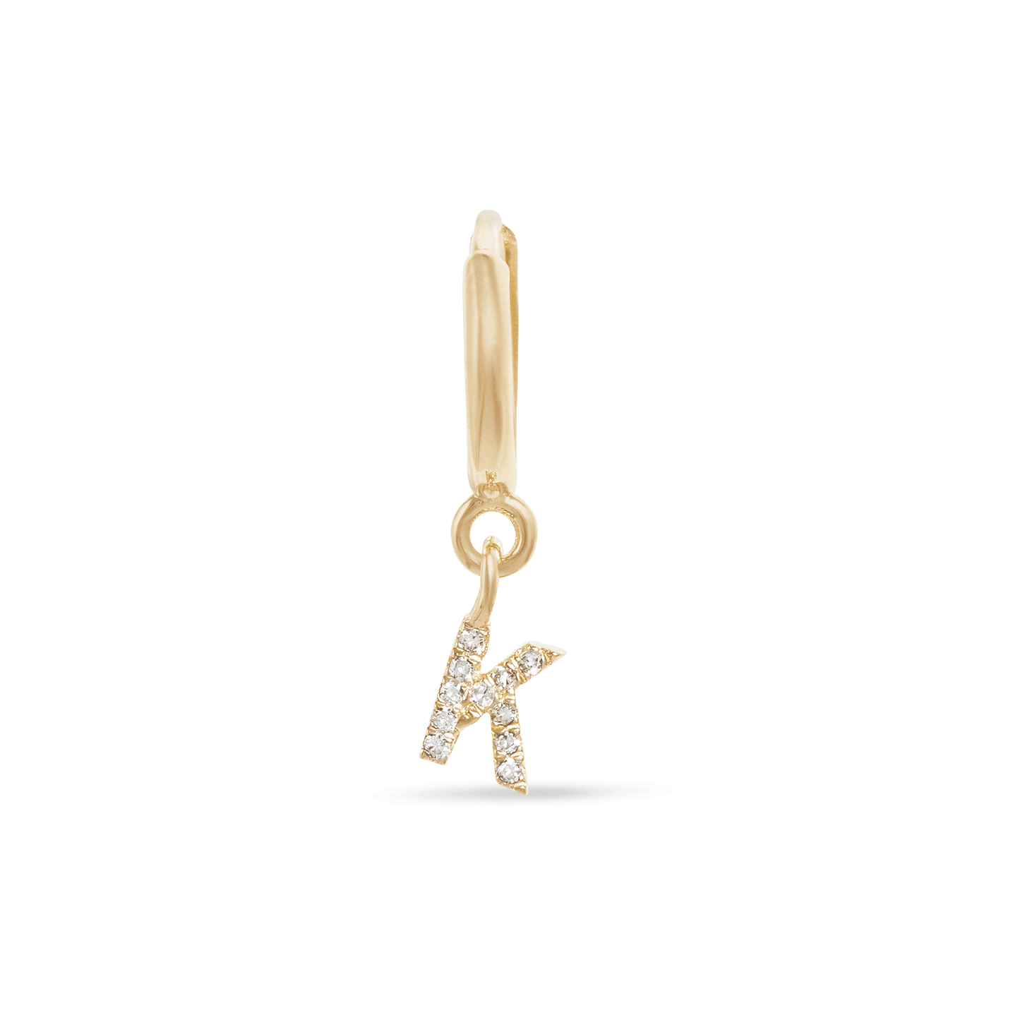 Pave Initial Huggie Earrings in Gold