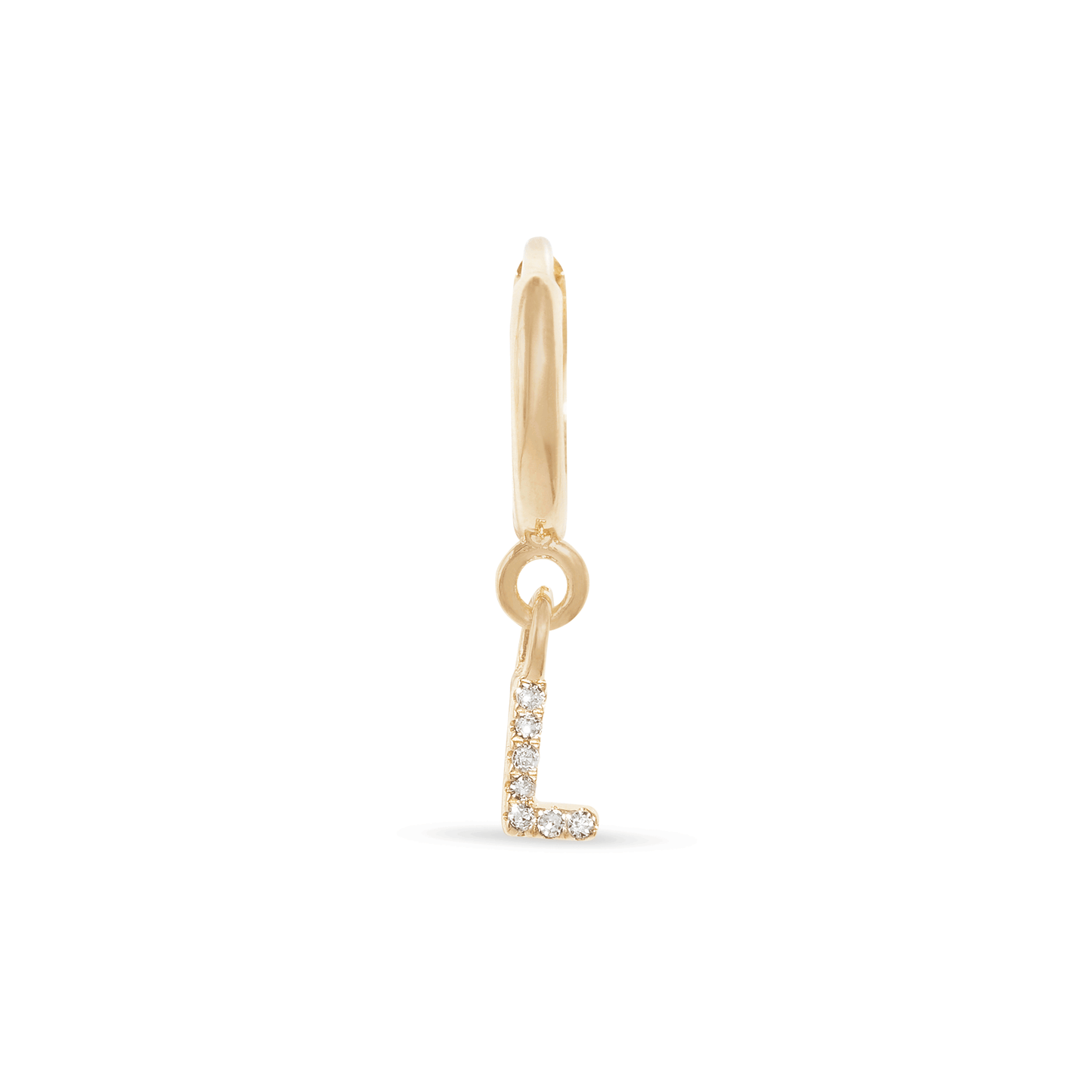 Pave Initial Huggie Earrings in Gold