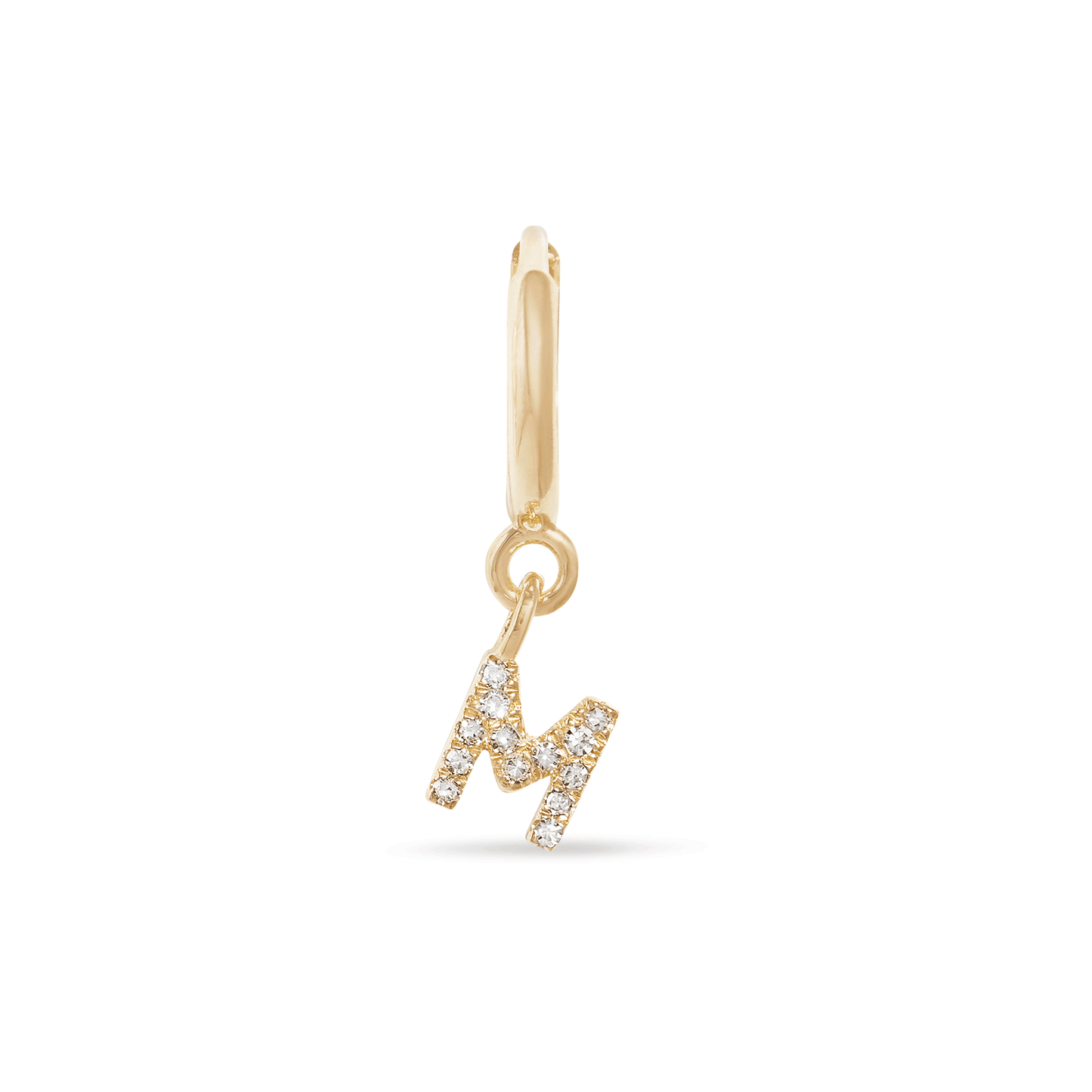 Pave Initial Huggie Earrings in Gold