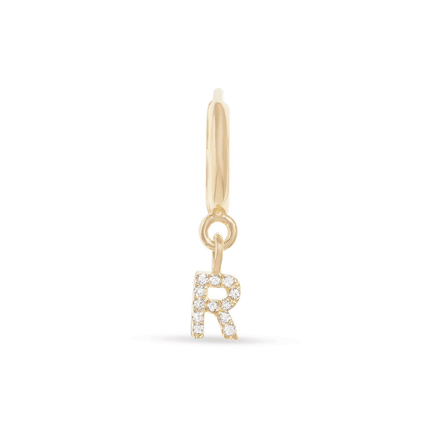 Pave Initial Huggie Earrings in Gold