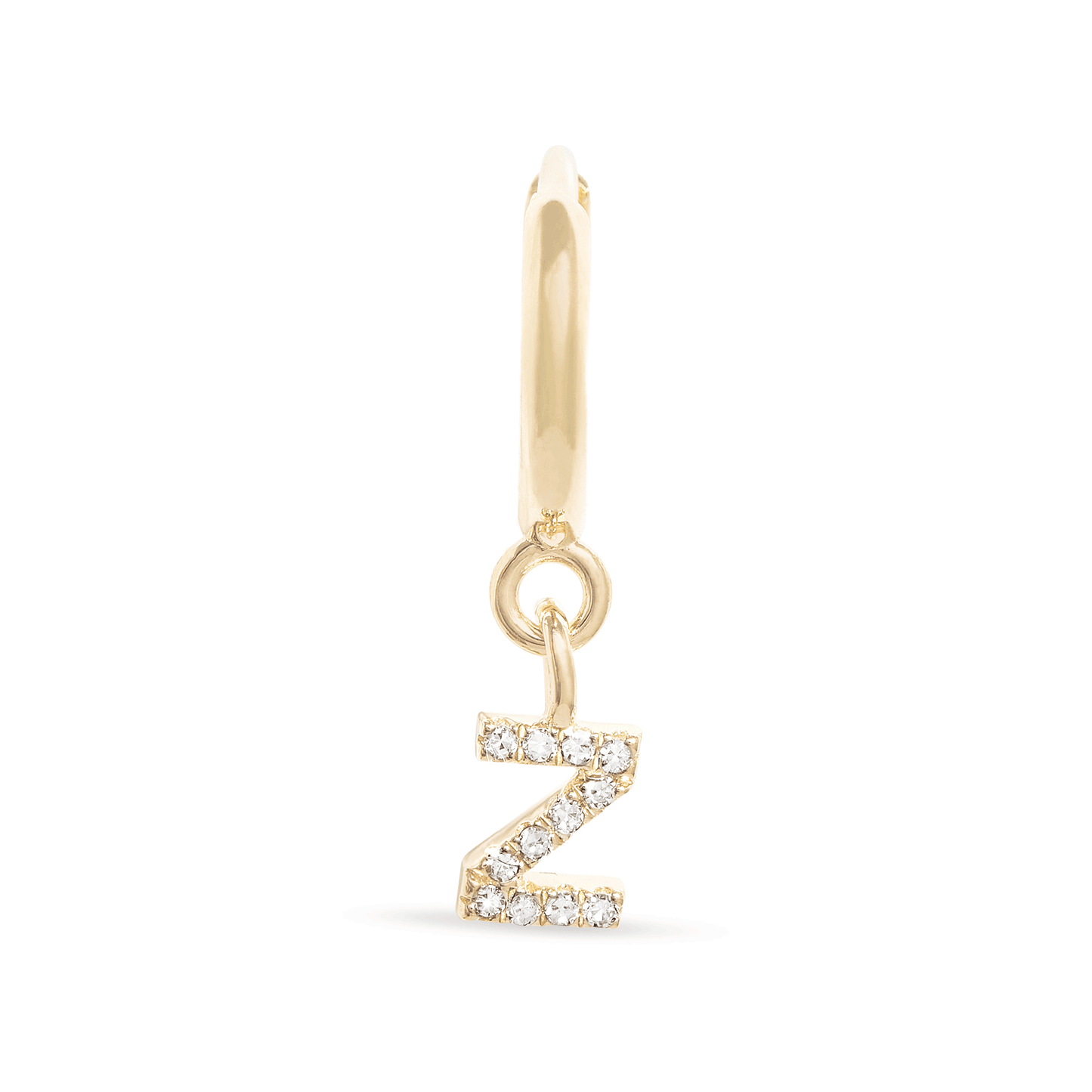 Pave Initial Huggie Earrings in Gold