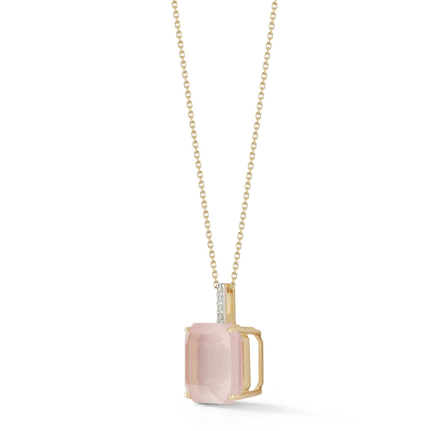 Asscher Cut Pink Topaz Necklace in 14kt Gold