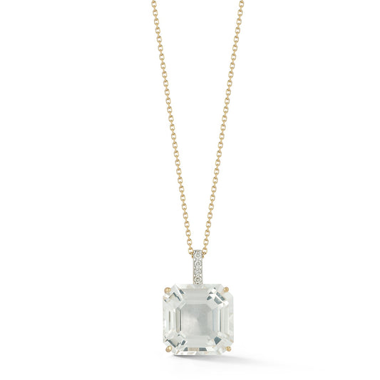 Asscher Cut White Topaz Necklace in 14kt