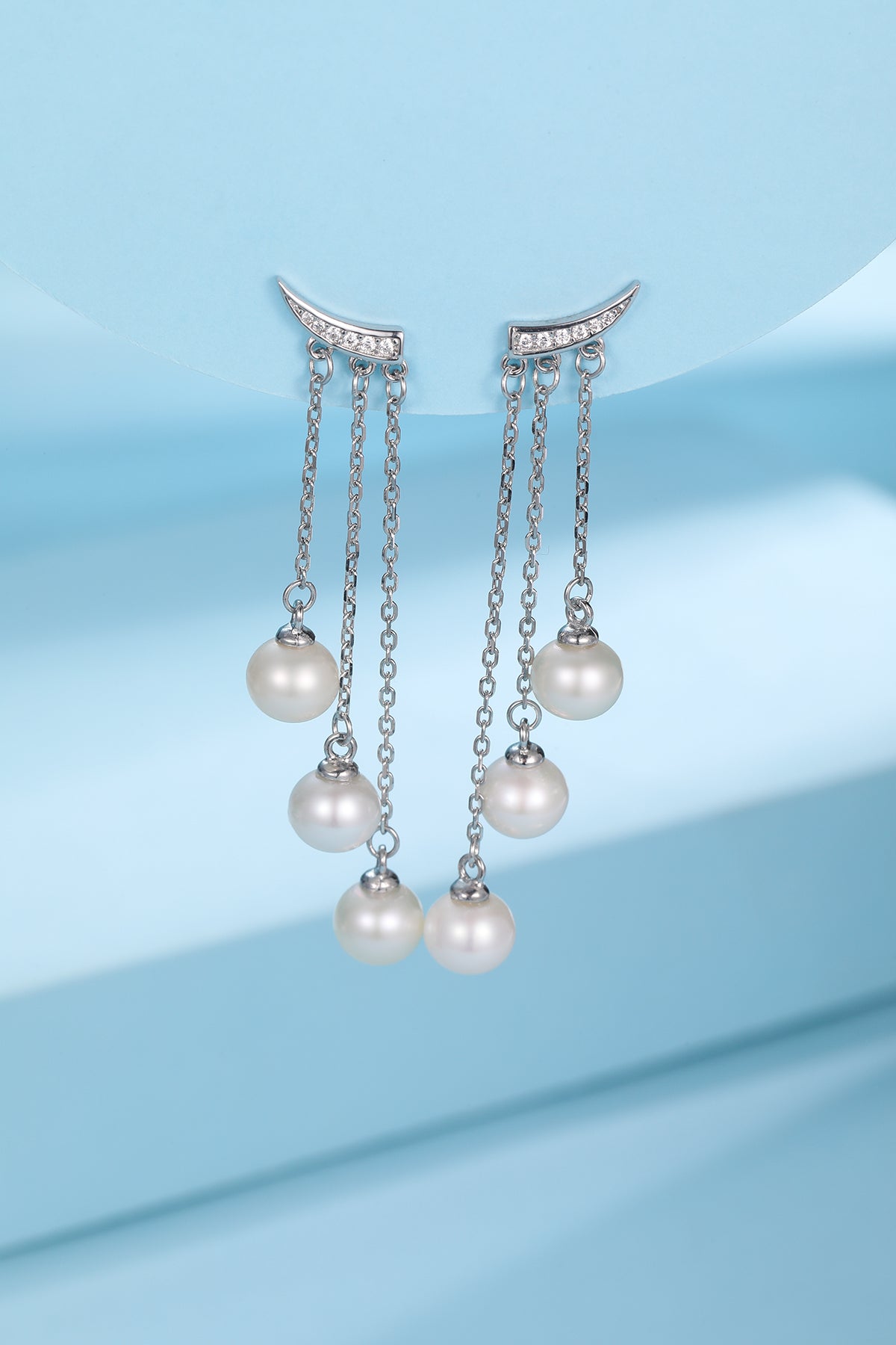 Freshwater Pearl Triple Drop Earrings in Dynamic Style