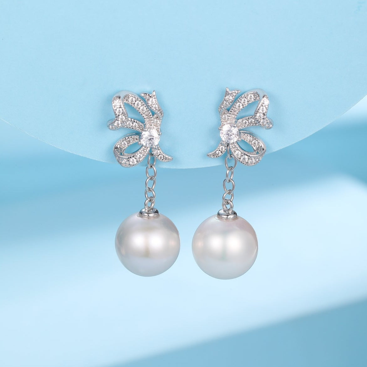 Freshwater Pearl Butterfly Stud Earrings Detachable Design