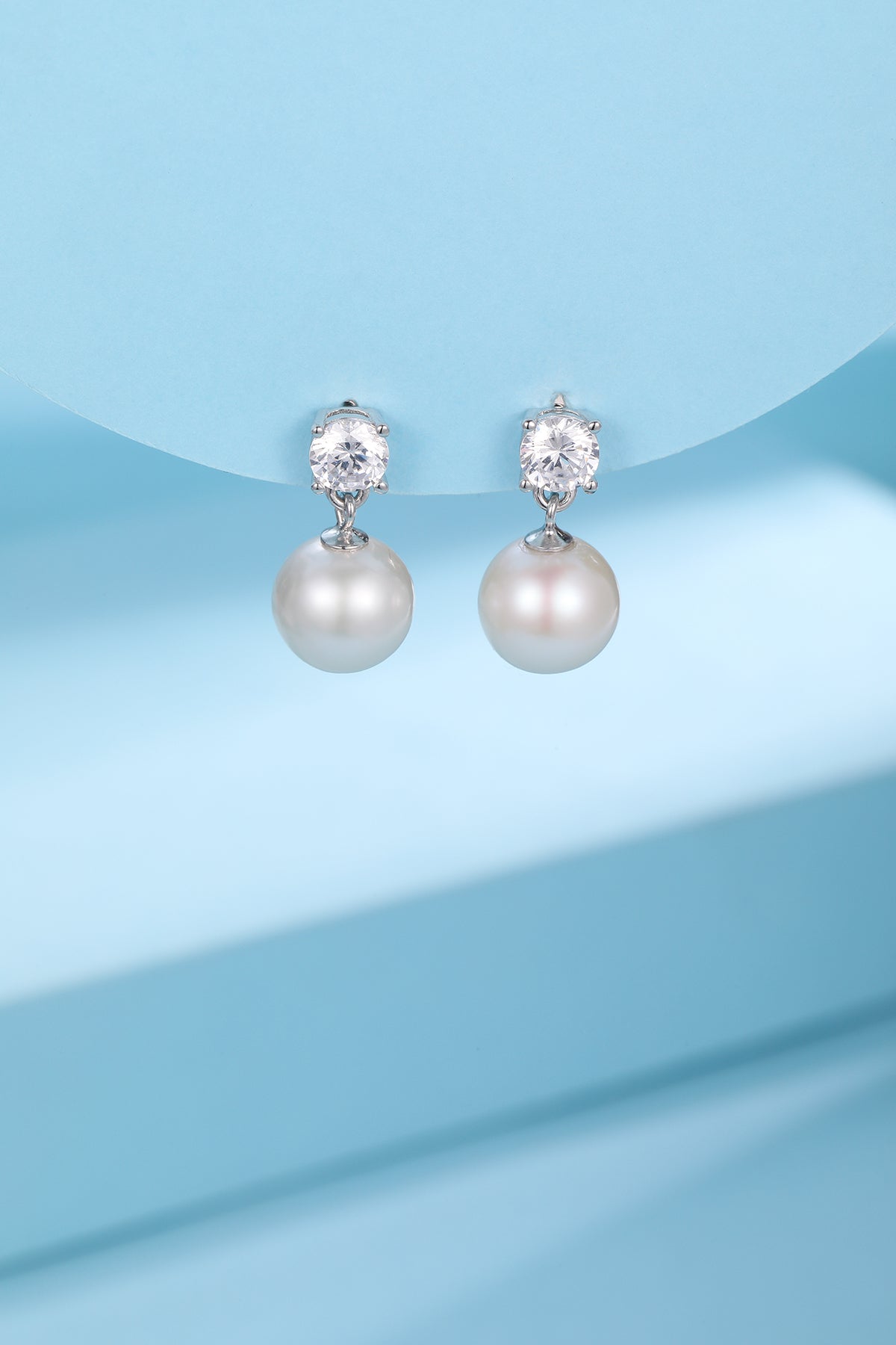 Large Zircon Earrings with Freshwater Pearls