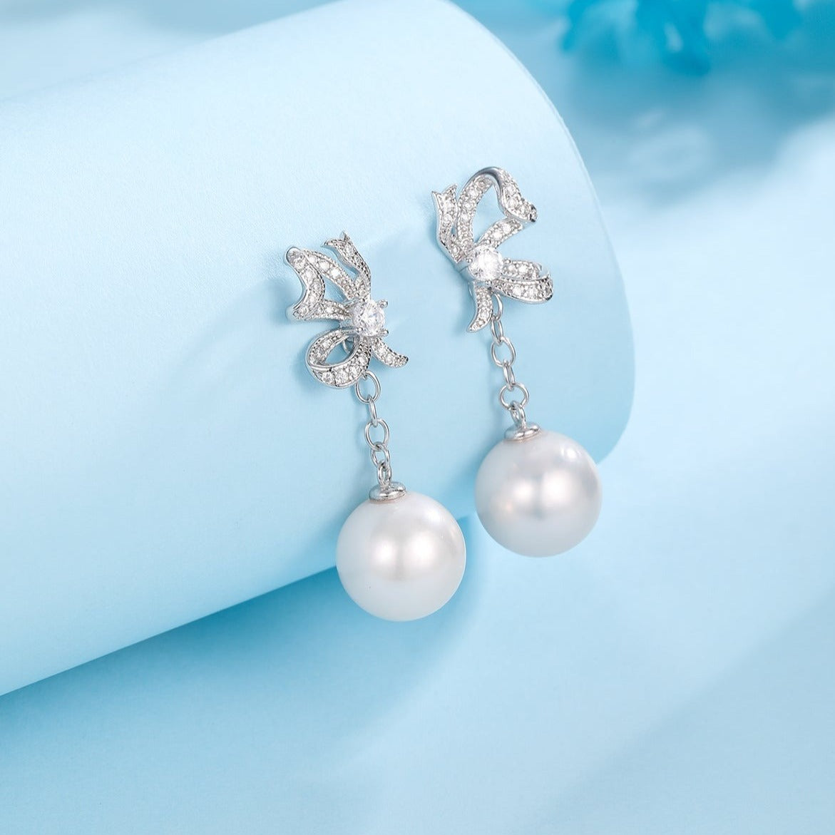 Freshwater Pearl Butterfly Stud Earrings Detachable Design