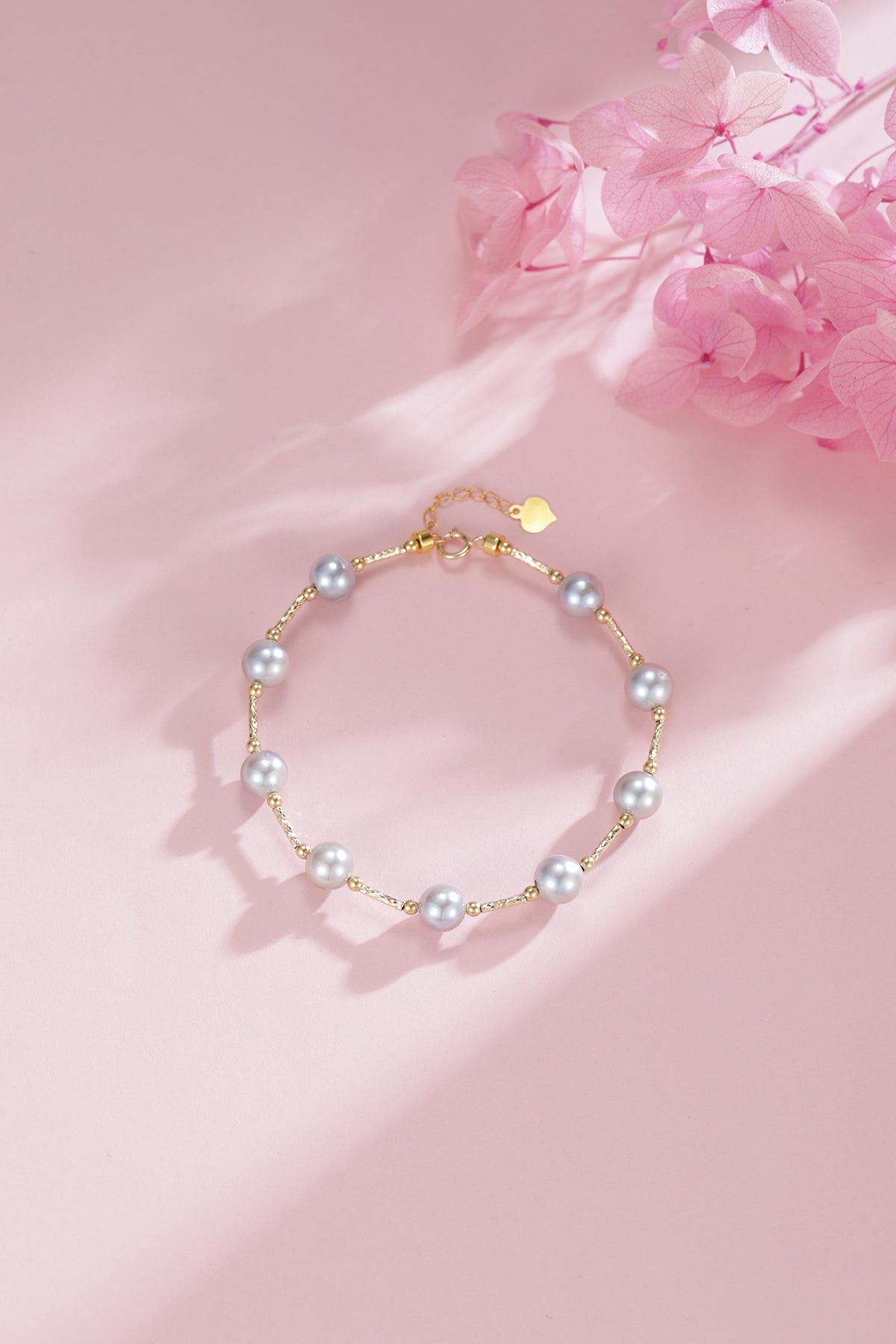 Seawater Blue Pearl Tincup Bracelet with Gold