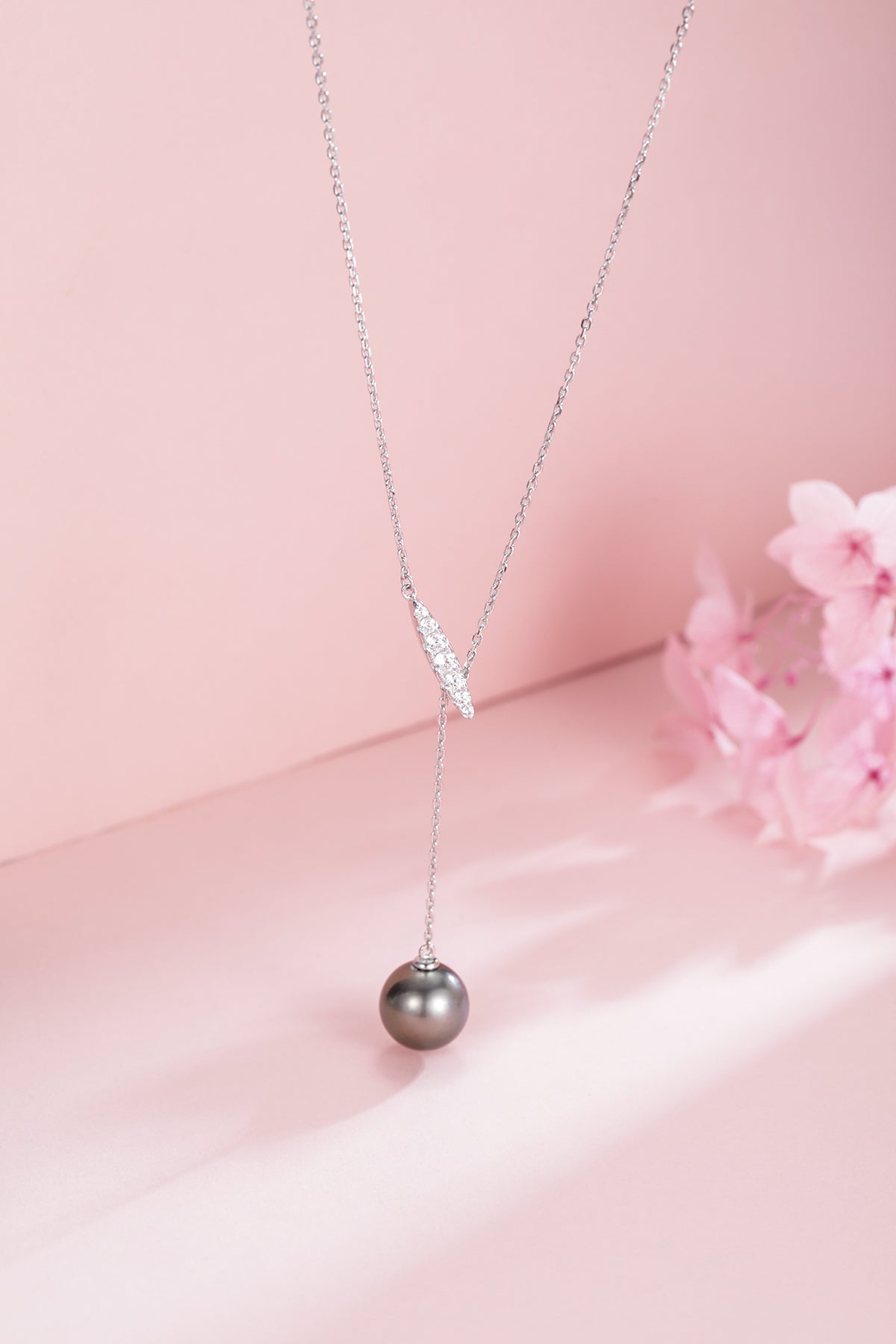 Tahitian Pearl Y-Knot Necklace in 11-12mm Size