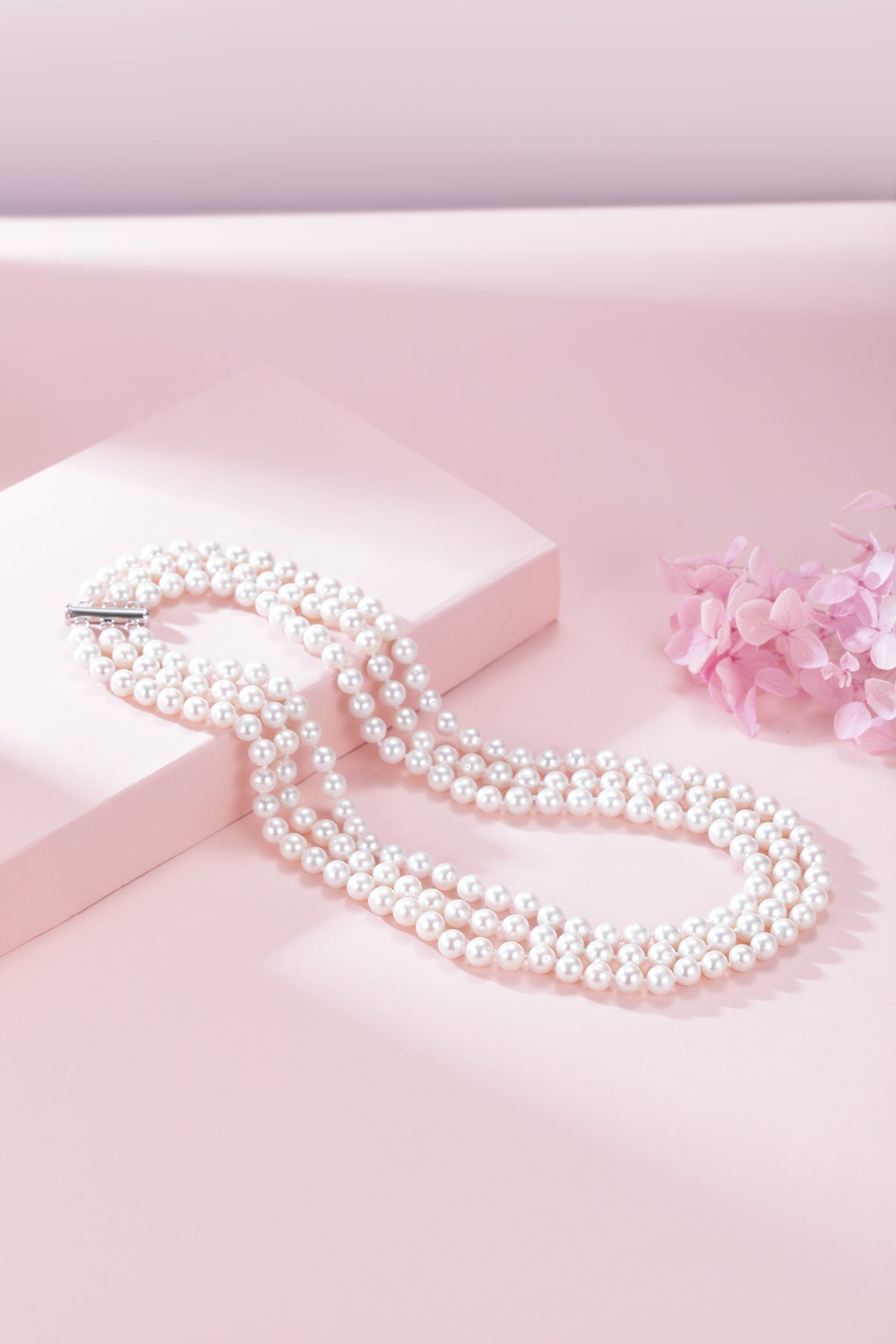 Triple Strand Freshwater Pearls Bracelet and Necklace Set