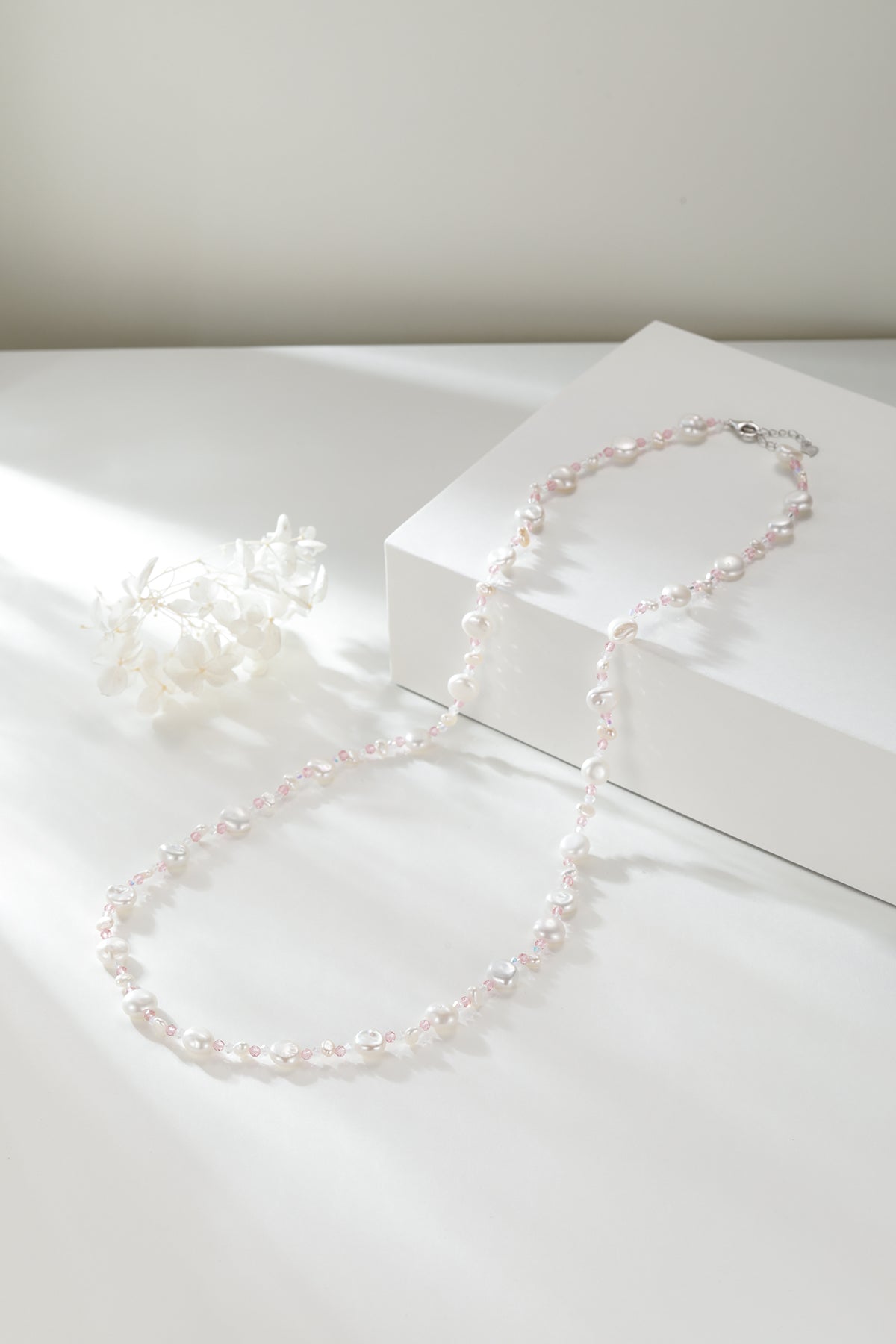 Baroque Freshwater Pearl Necklace with Pastel Beads