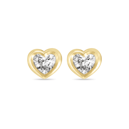 Heart Shaped Diamond Stud Earrings for Babies