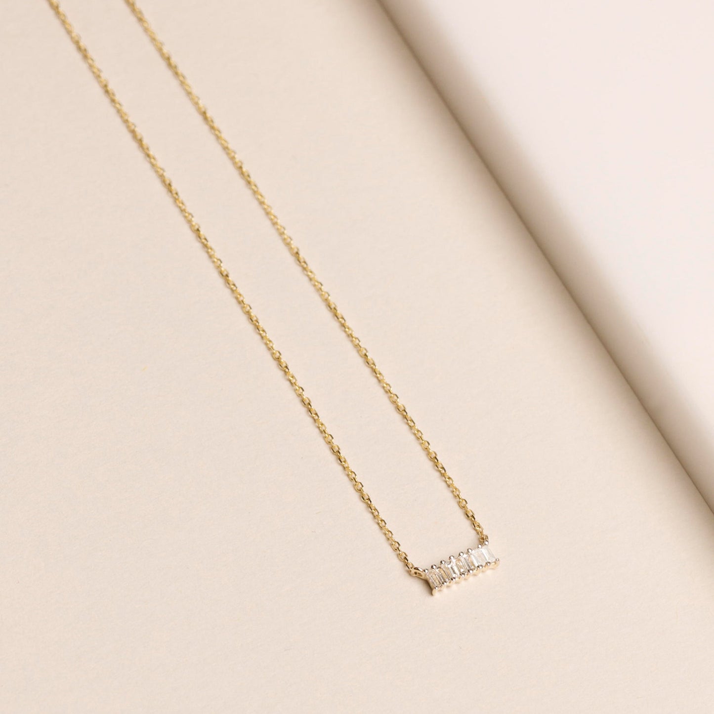 Baguette Diamond Pendant Necklace in Silver