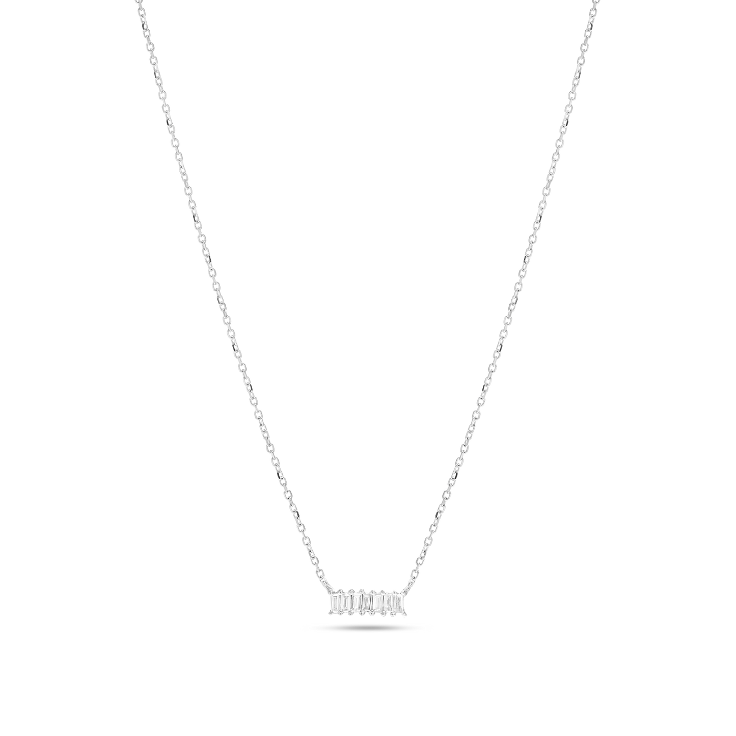 Baguette Diamond Pendant Necklace in Silver