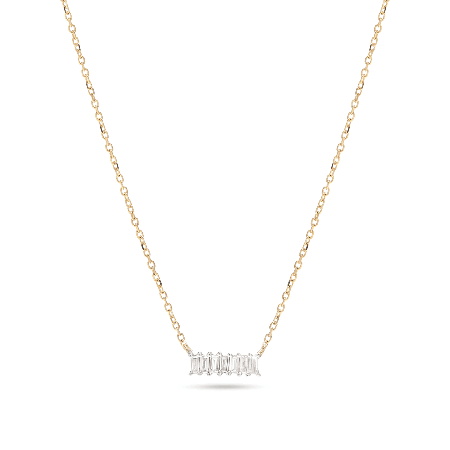 Baguette Diamond Pendant Necklace in Silver