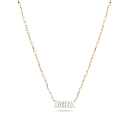 Baguette Diamond Pendant Necklace in Silver