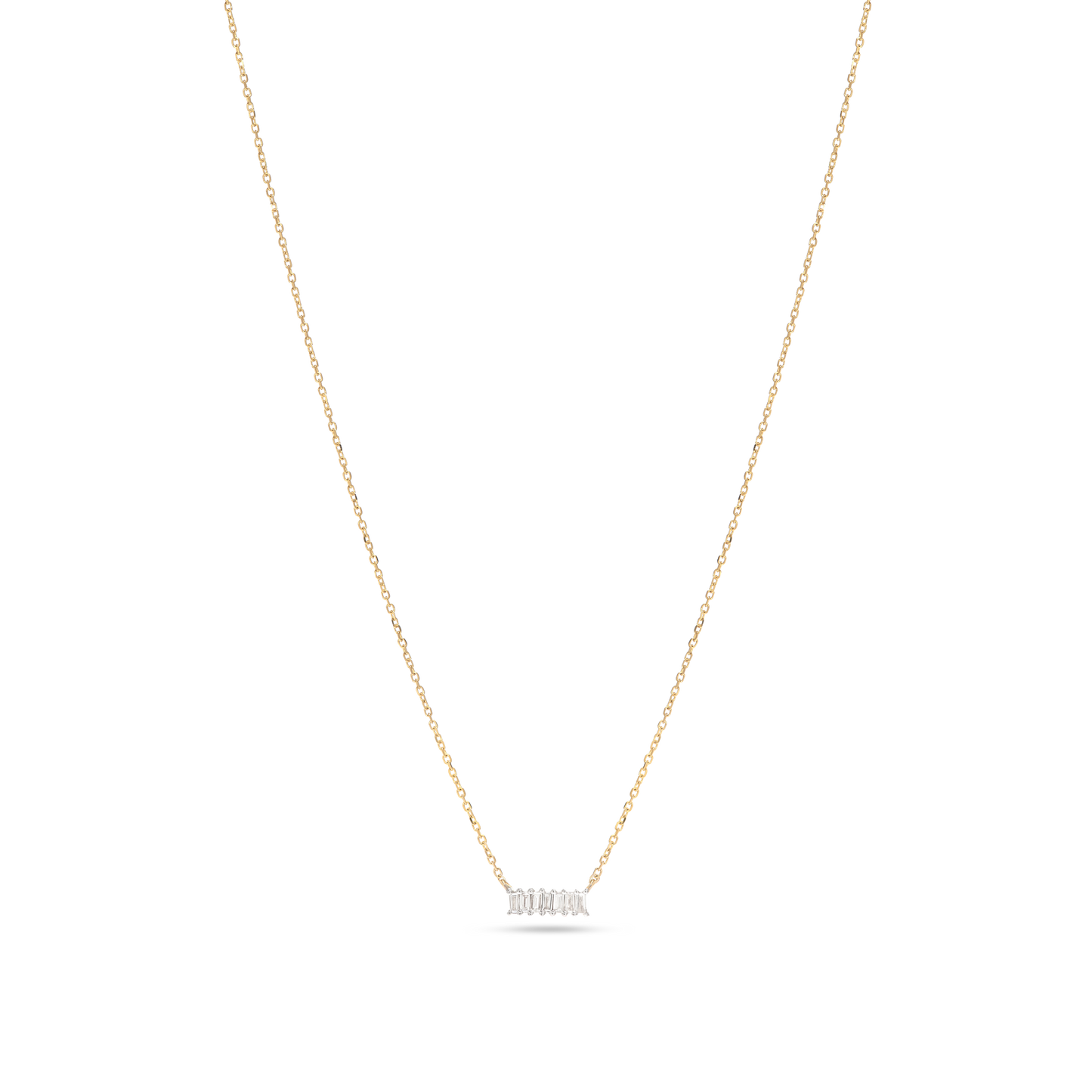 Baguette Diamond Pendant Necklace in Silver