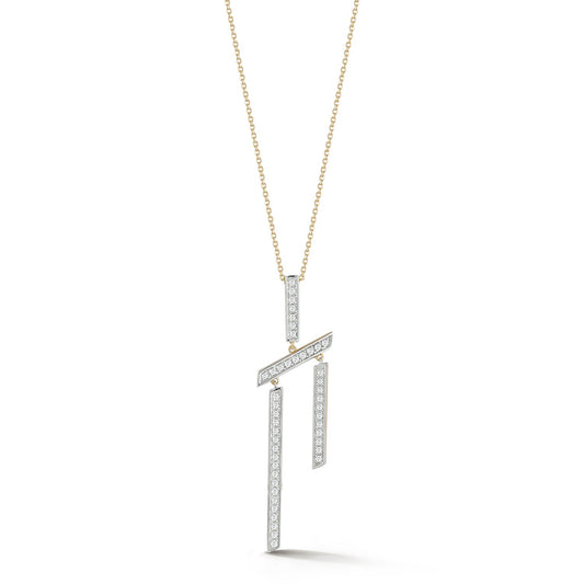 Slanted Twin Bar Necklace in 14kt Gold