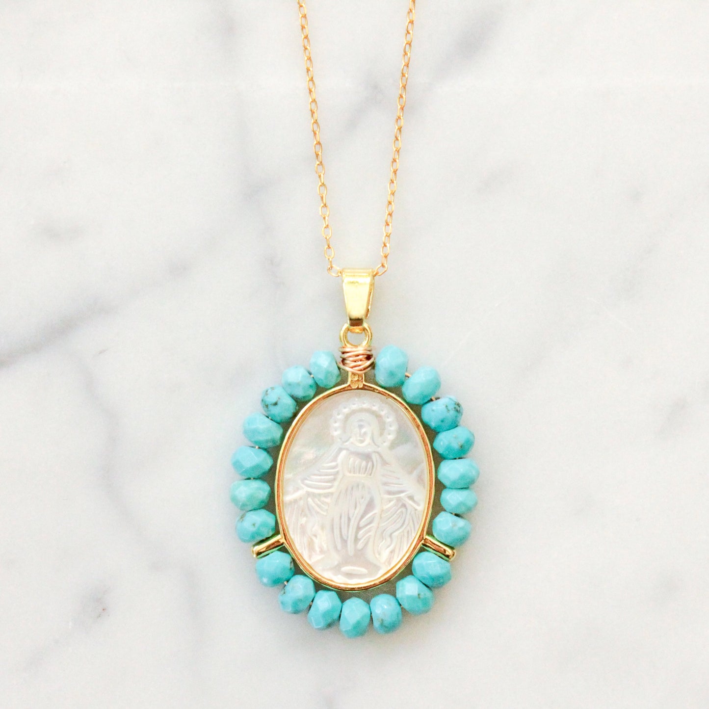 Virgin Mary Medallion Chain Necklace