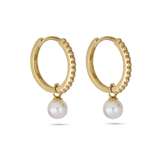 Beaded Pearl Hoop Earrings