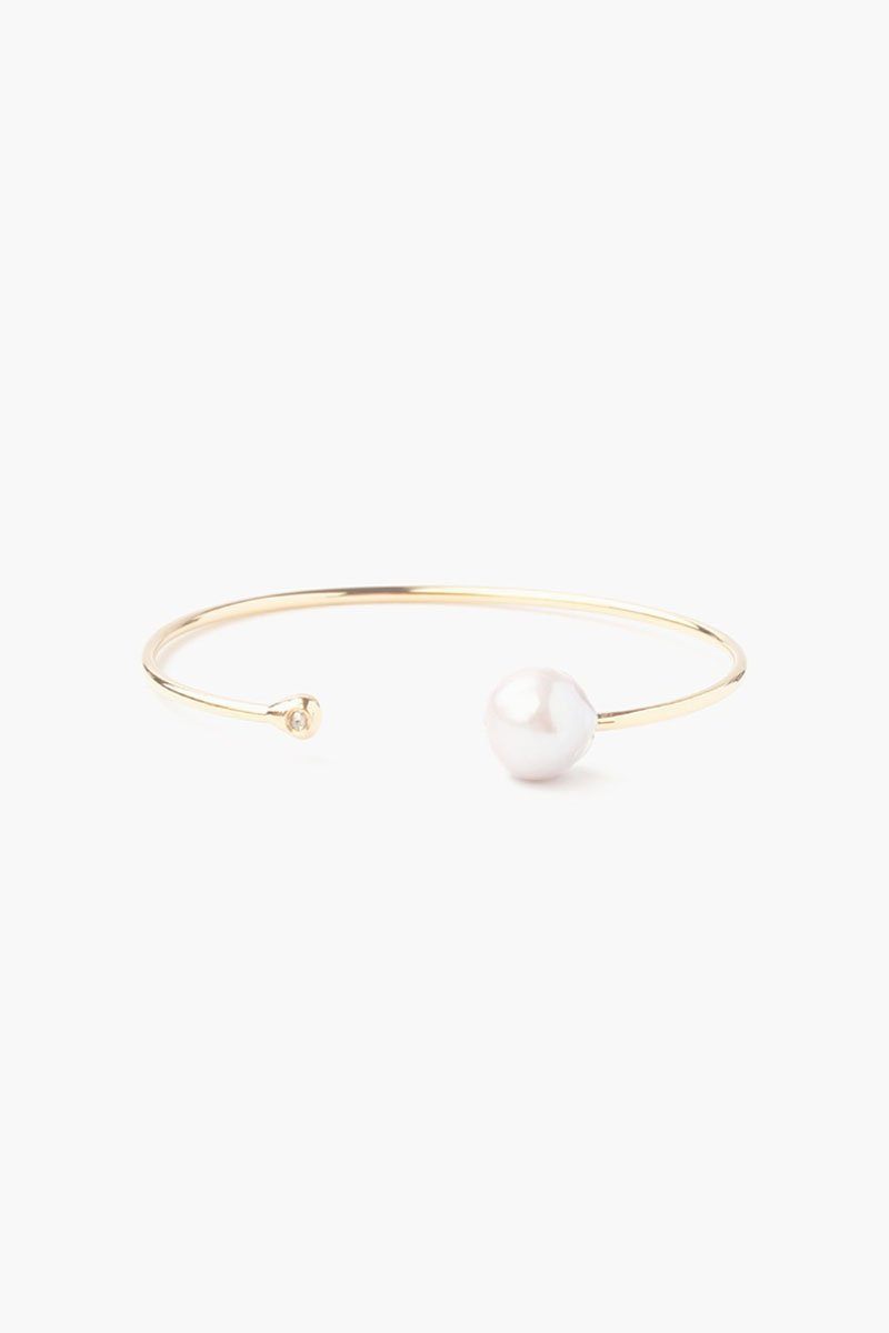 White Pearl and Gold Diamond Bracelet