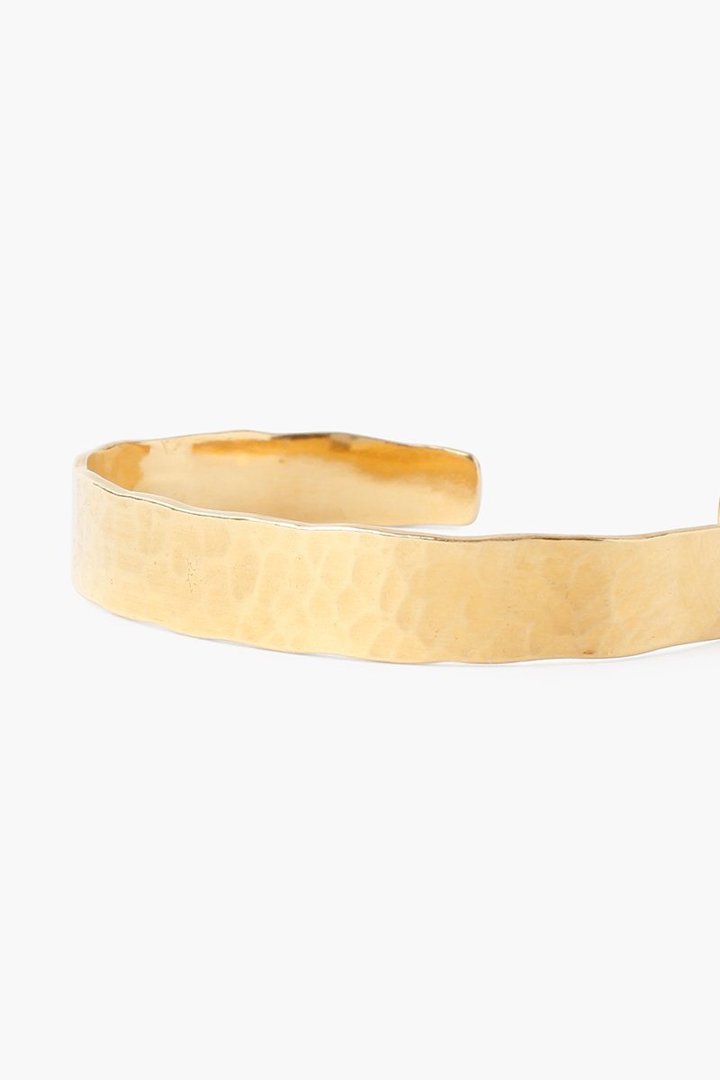 Hammered Yellow Gold Cuff Bracelet