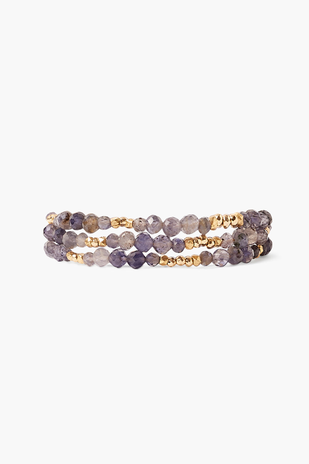 Triple Naked Wrap Bracelet in Iolite and Gold