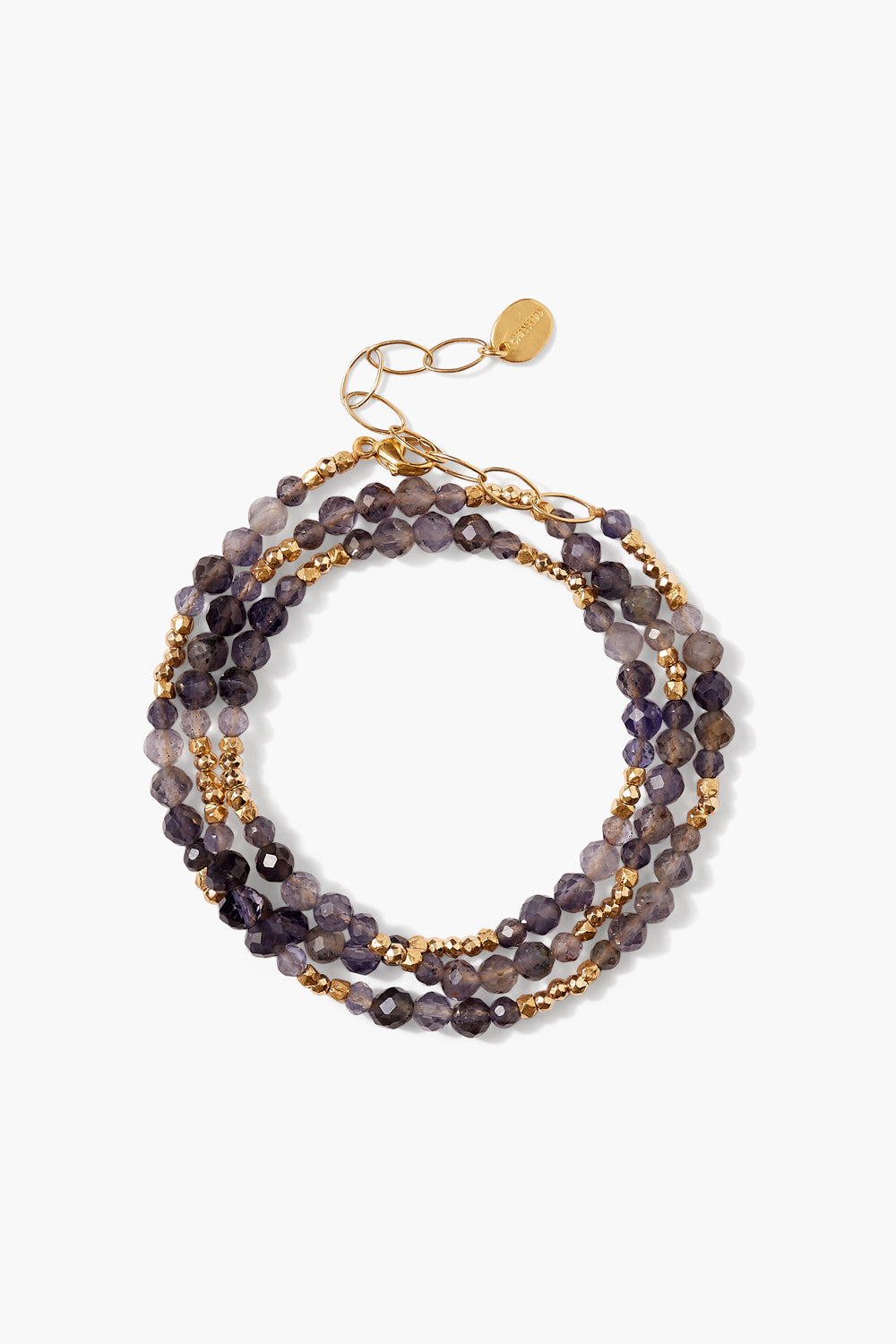 Triple Naked Wrap Bracelet in Iolite and Gold