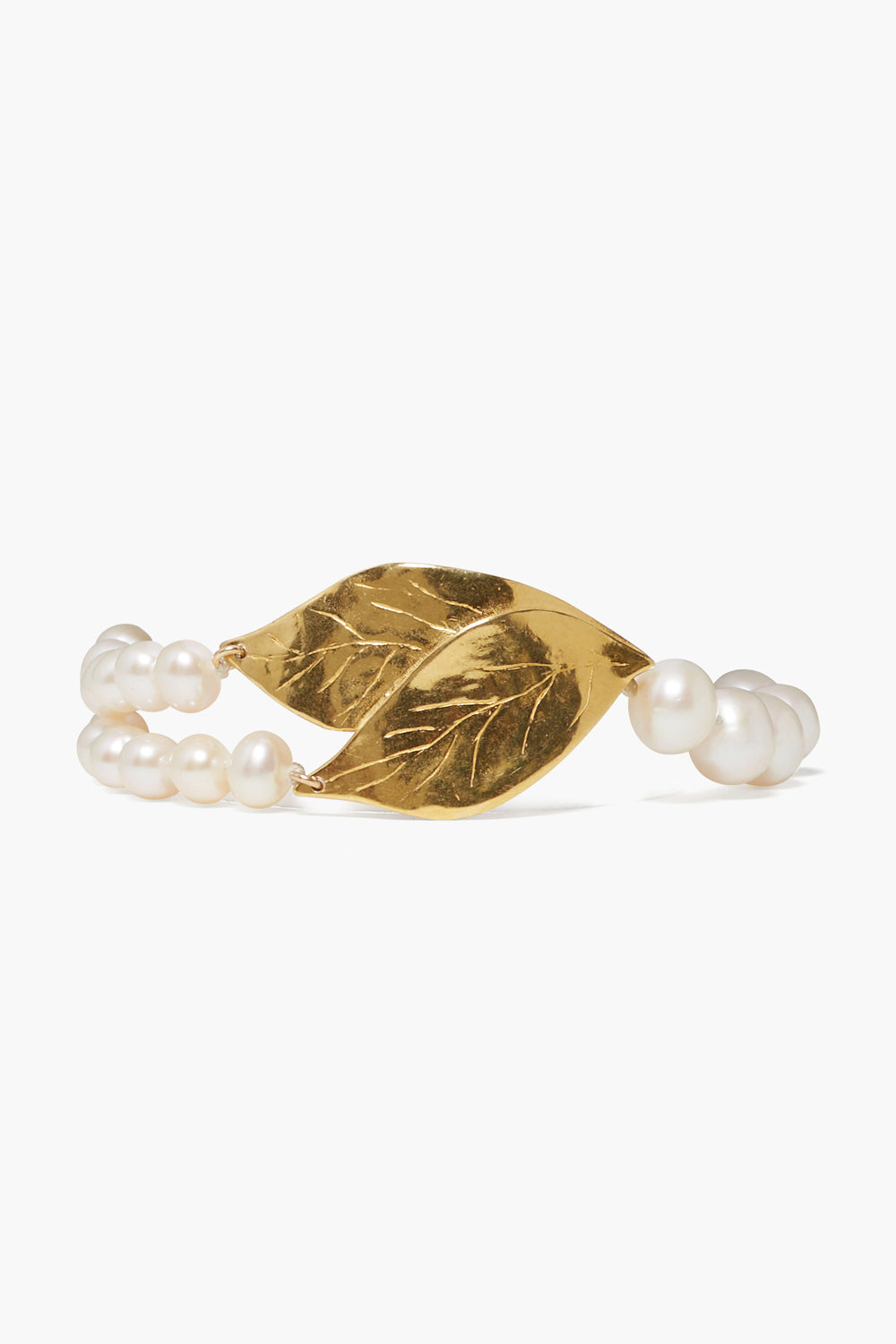 White Pearl Falling Leaf Bracelet Design