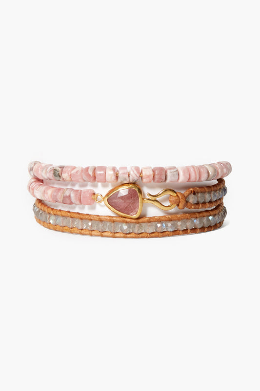 Triple Wrap Pink Mix Bracelet