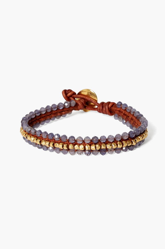 Iolite Wrap Bracelet in Koa Design