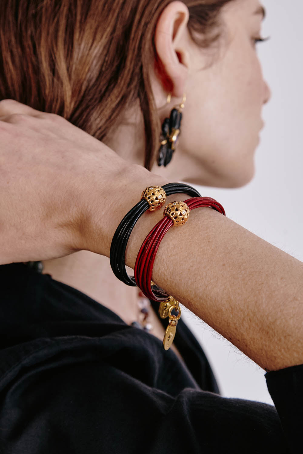 Garnet Leather Bracelet for Stylish Accessory