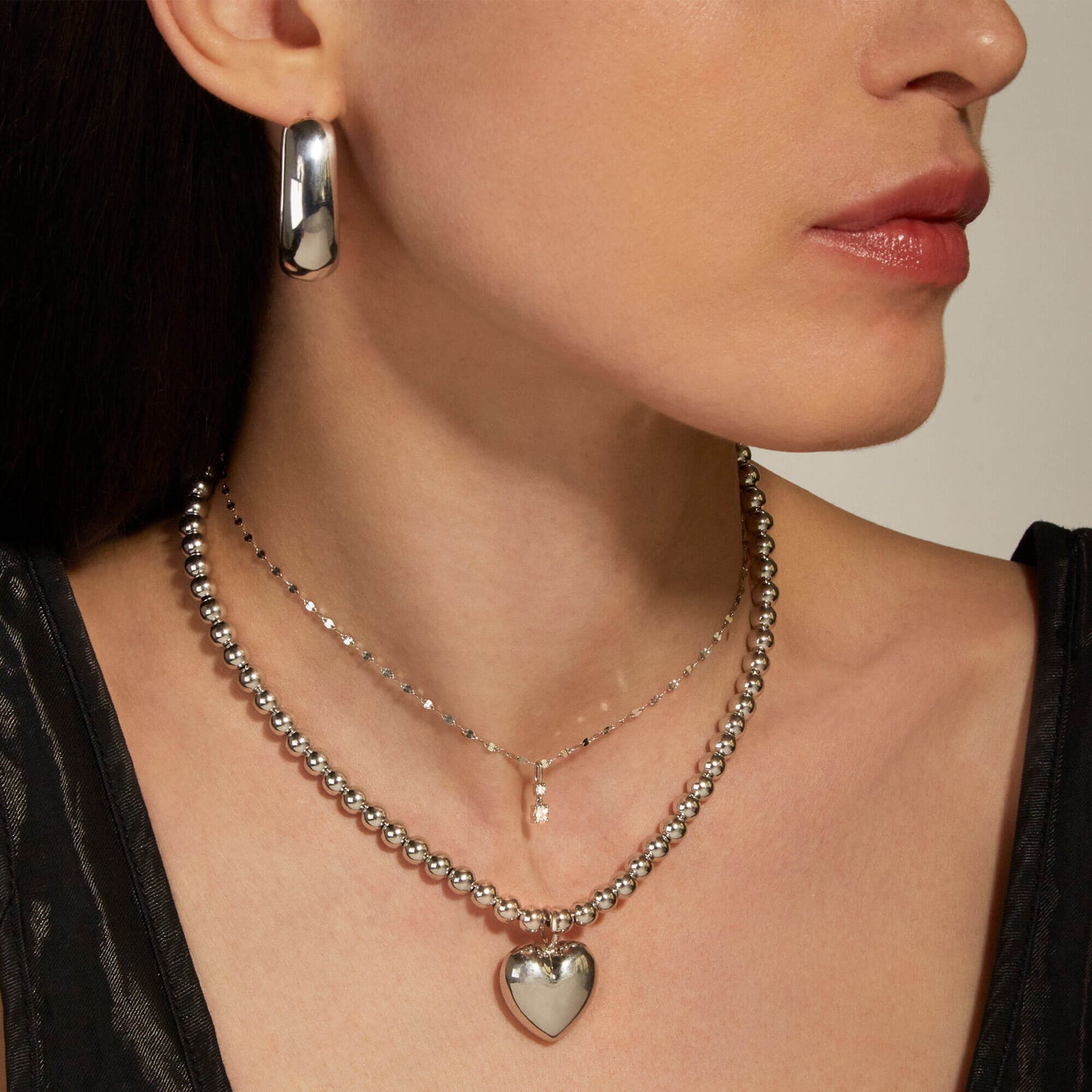 Puffed Heart Necklace in Unique Design