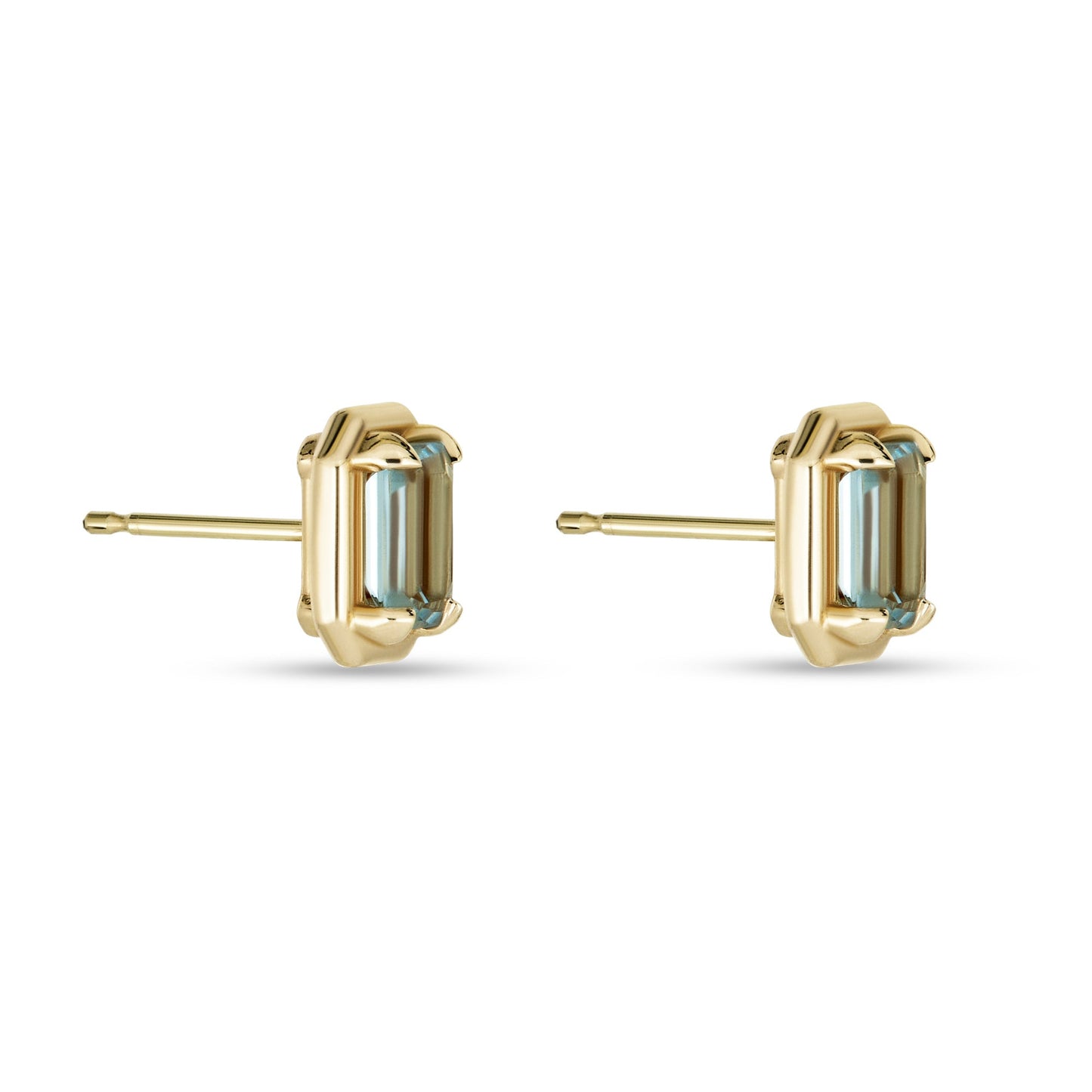 Emerald Cut Birthstone Stud Earrings