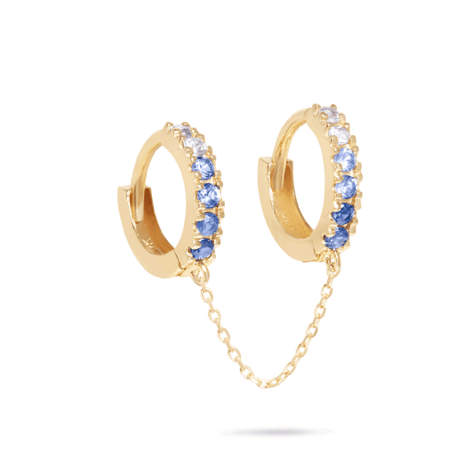 Blue Ombre Double Huggie Hoop Earrings