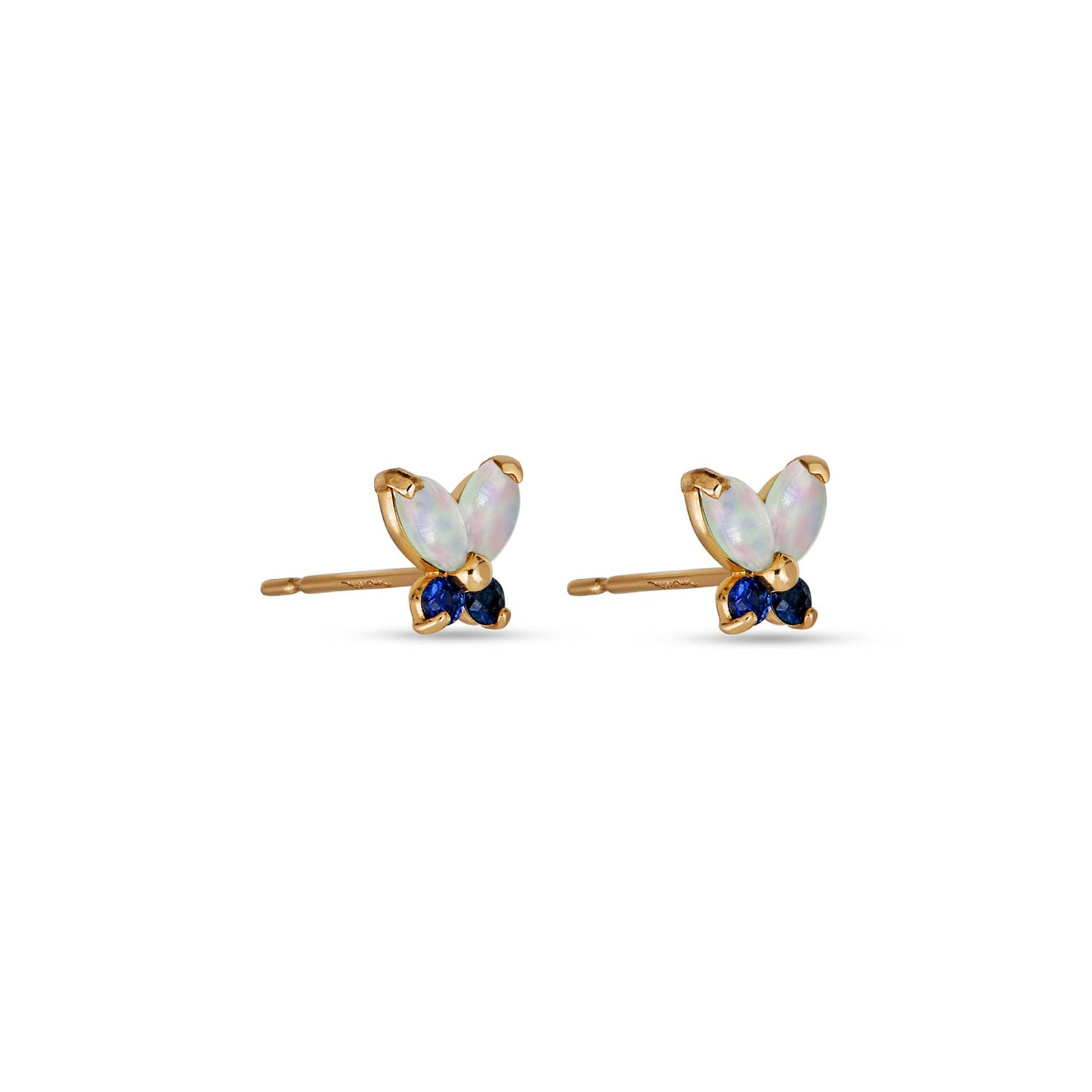 Blue Opal Butterfly Stud Earrings