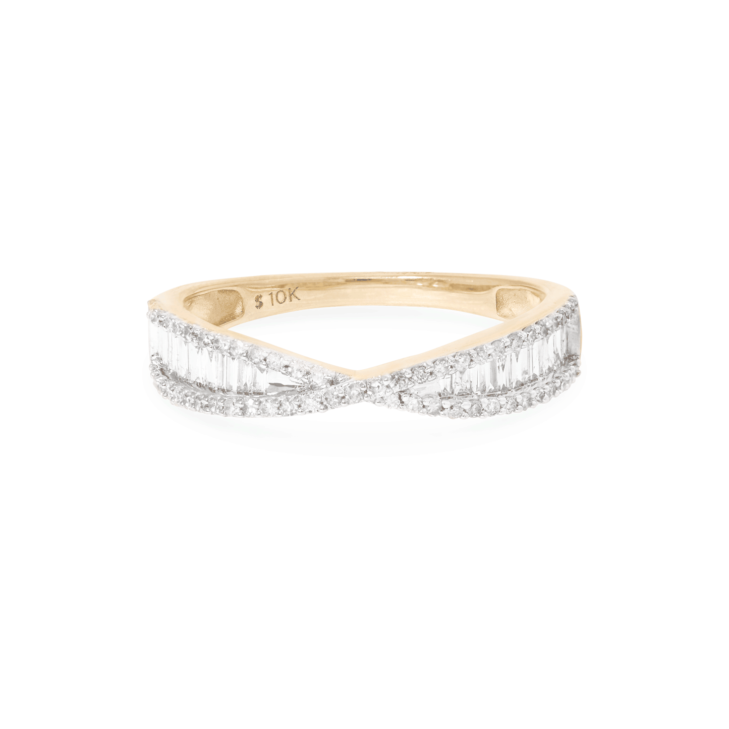 Diamond Crossover Ring in Bold Design