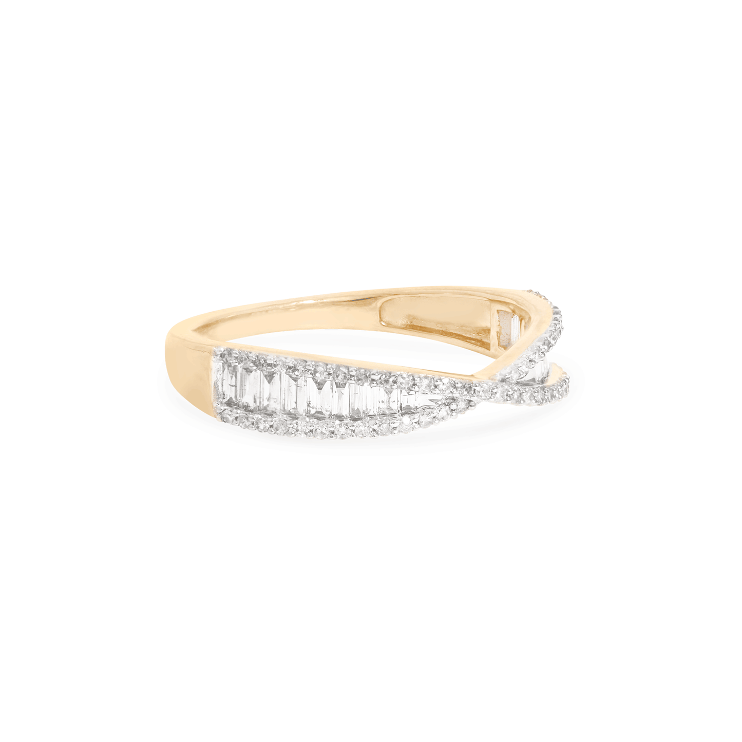 Diamond Crossover Ring in Bold Design