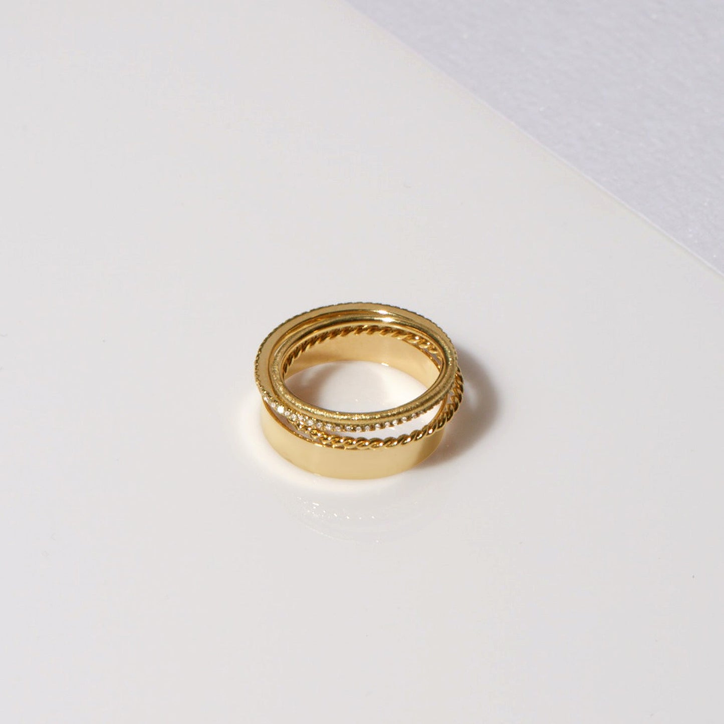 Gold Twist Ring with Bold Design